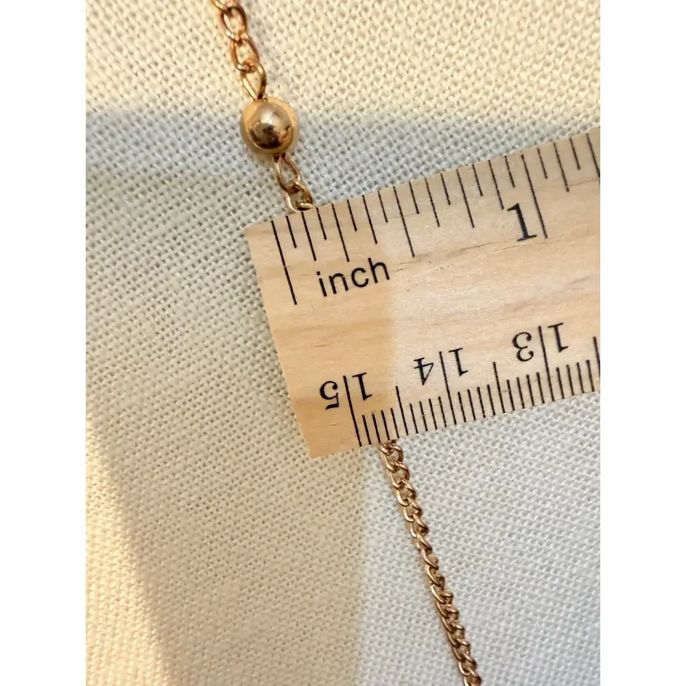 Vintage Gold Tone Circle Pendant Necklace 34”